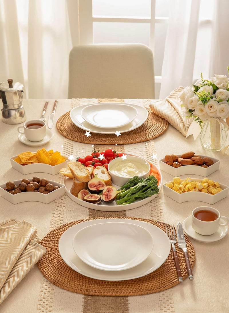 Sweese أطباق تقديم خزفية مقسمة من سويسي، صينية مخللات، وعاء تقديم للحفلات - مثالية للشيبس والصلصات، الخضروات، الحلوى والوجبات الخفيفة، بيضاء - Image 5